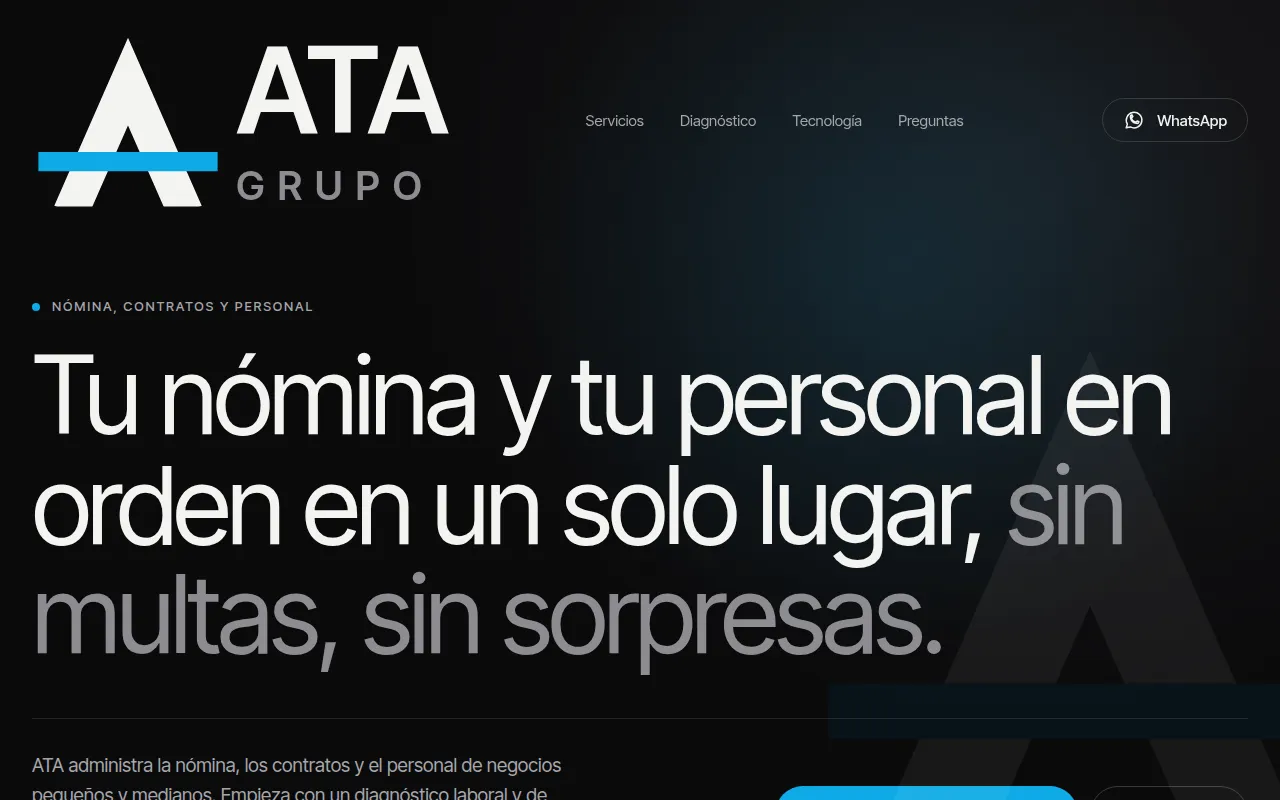 Portada del sitio de Grupo ATA